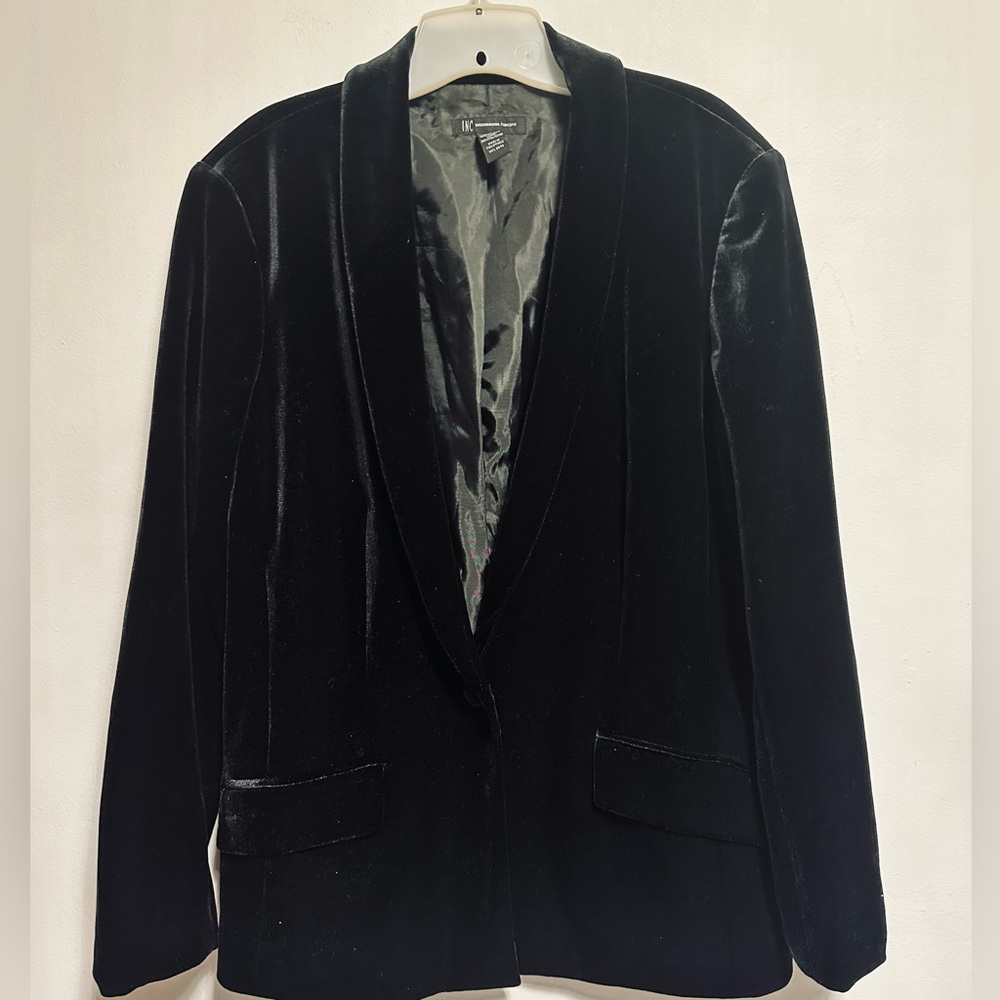 INC Black Velvet Blazer Sz XL